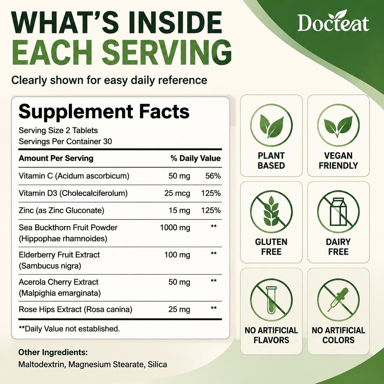 Docteat Sea Buckthorn 1000mg C - Vitamin C Powder avaliação e preço